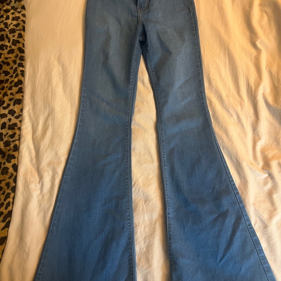 Vibrant Light Blue Flare Jeans - Picture 1 of 4
